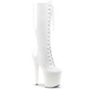 White 8" Pleaser Boot Heel for Gogo pole dancing s
